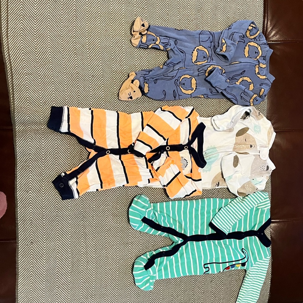 4 carters NB one piece pajamas